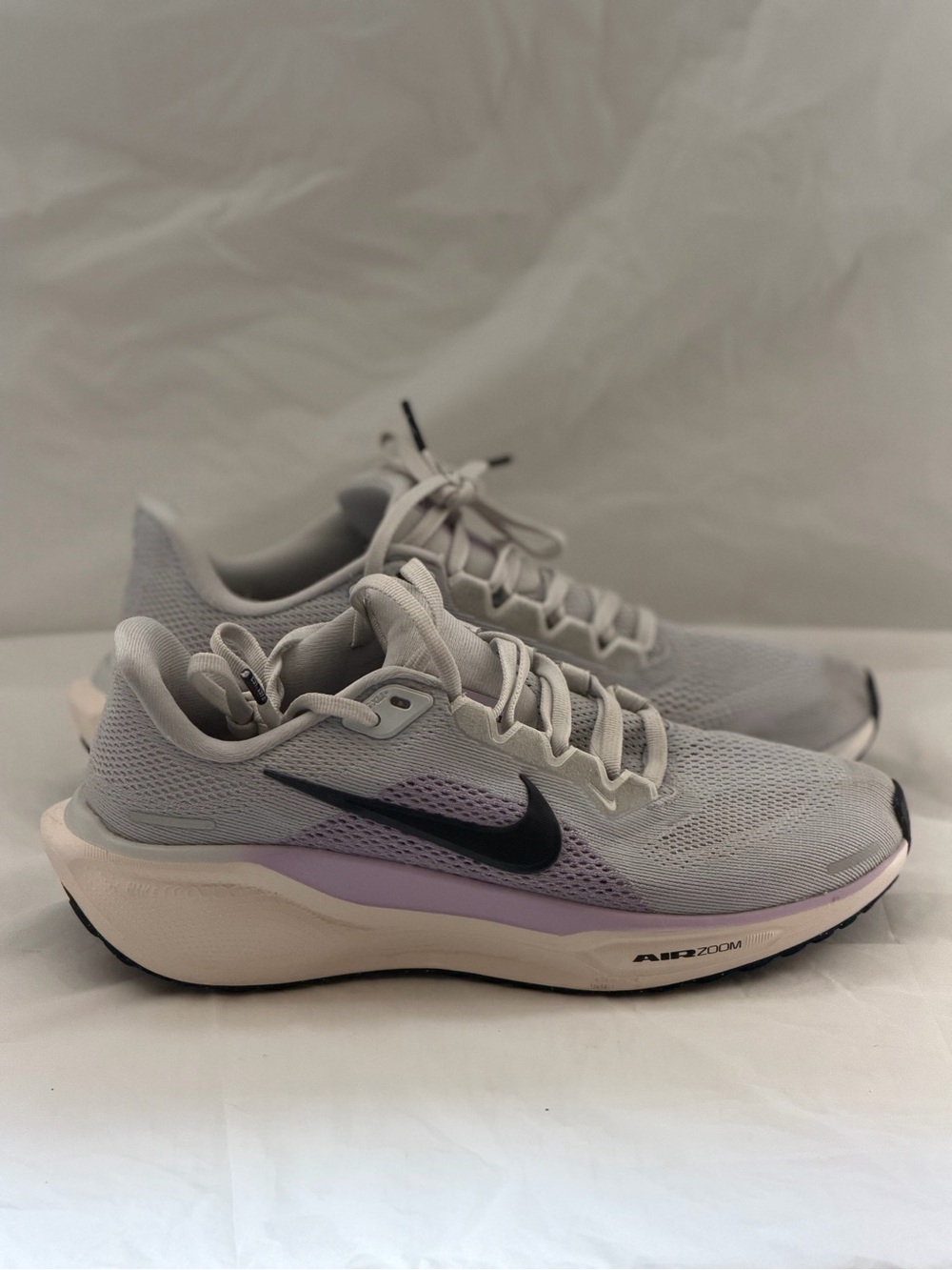Nike Women's Running Sneakers - Light Gray & Lavender with Black Swoosh